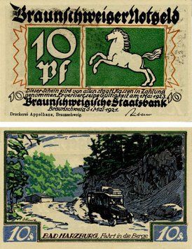 Banknote Germany Notgeld 10 pfennigs 1921 F-VF Bad Harzburg