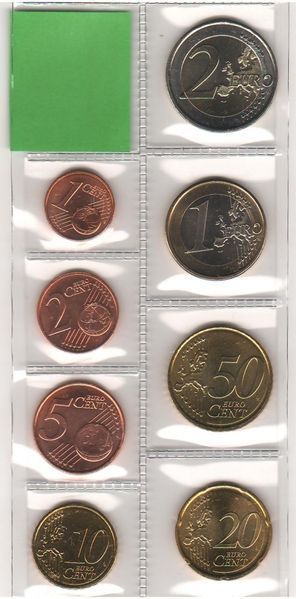 Нидерланды набор из 8 монет евро 2008 UNC 1, 2, 5, 10, 20, 50 евроцентов, 1, 2 евро М04343 фото