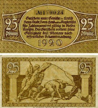 Banknote Germany Notgeld 25 pfennig 1920 F-VF Cologne