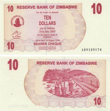 Zimbabwe 10 Dollars 2006 UNC (P39)