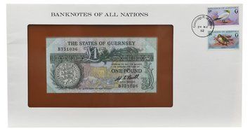 Банкнота Гернсі 1 фунт 1980 UNC Signature - Bull (P48) у конверті Б20663 фото