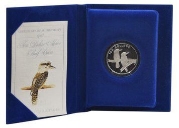 Монета Австралия 10 долларов 1989 Серебро Proof Птица - Кукабарра в сувенирной упаковке М21183 фото