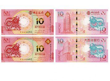 Banknotes set Macau Set of 2 Banknotes of 10 Pataca 2021 UNC Eastern Calendar - Year of the Ox BNU and BOC Banks