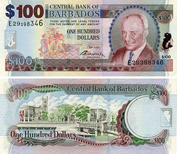 Банкнота Барбадос 100 долларов 2007 UNC (P71) Б24608 фото