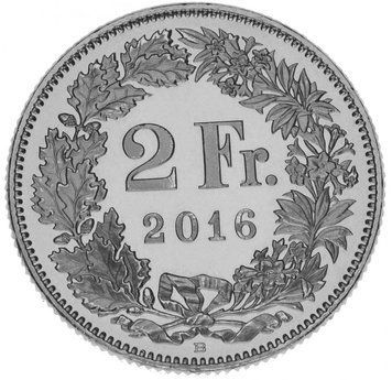 Швейцарія 2 франка 2016 UNC М14295 фото