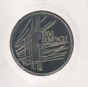 Швейцария 5 франков 1986 UNC 600 years since the Battle of Zempach М05170 фото