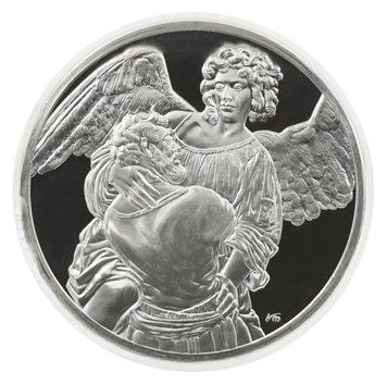 Медаль США Пам'ятна медаль 1972-1976 Срібло Proof Рембрандт - Боротьба Якова з ангелом (Ag 925, 67 грам) М21285 фото