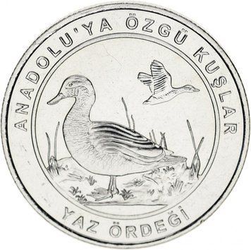 Coin Turkey 1 kurush 2018 UNC "Birds of Turkey - Marble Teal"