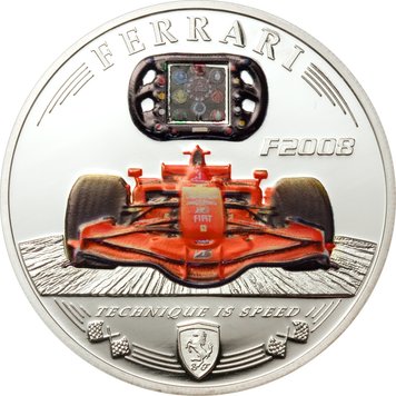 Cook Islands $ 5 2009 Ferrari Silver Proof (KM # 673)