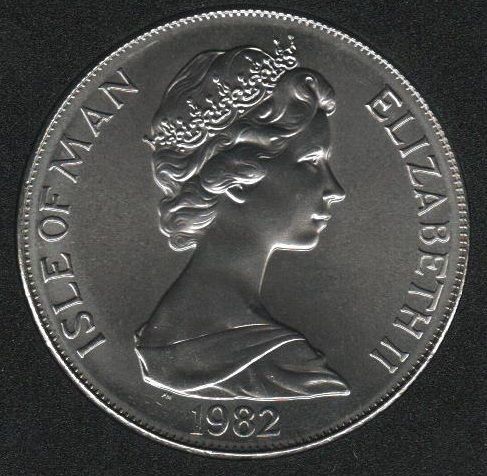 Coin Isle of Man 1 crown 1982 UNC FIFA World Cup Spain Variety 2 (KM#93)
