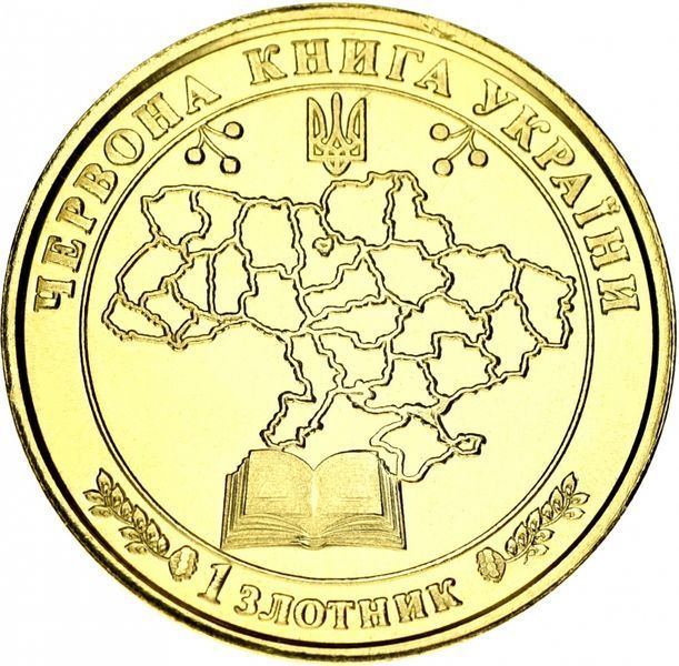 Медаль Украина 1 злотник 2020 Красная книга Украины Птица Дятел UNC М14077 фото