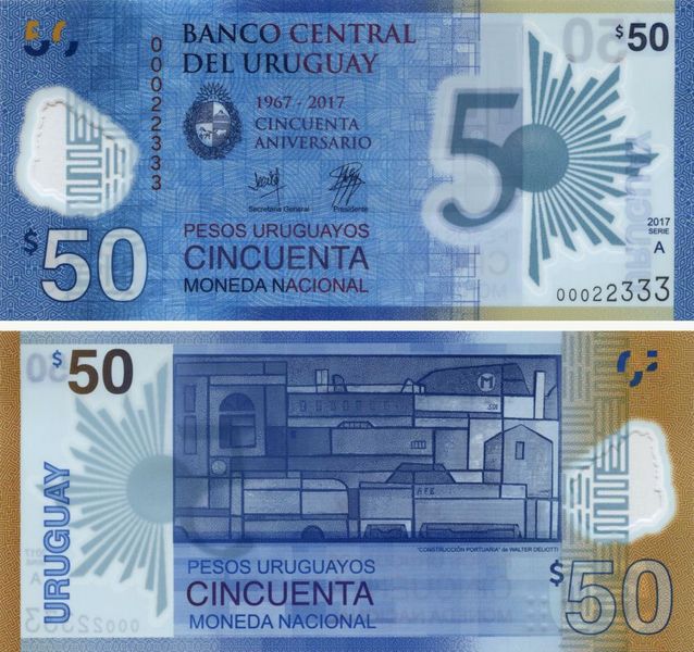 Uruguay 50 Pesos 2017 Polymer Commemorative UNC (P100)