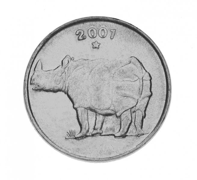 India 25 pice 2001 F-VF Rhino