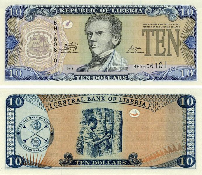 Liberia 10 Dollars 2011 UNC (P27)