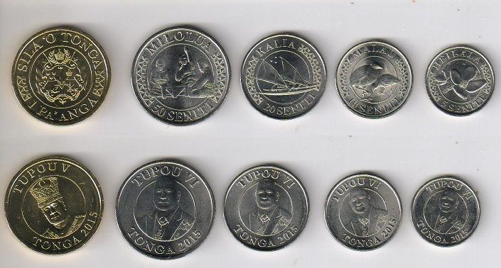 Tonga set of 5 2015 UNC coins