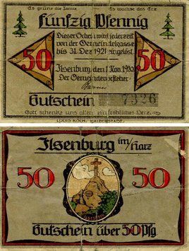 Banknote Germany Notgeld 50 pfennig 1920 F-VF Ilsenburg
