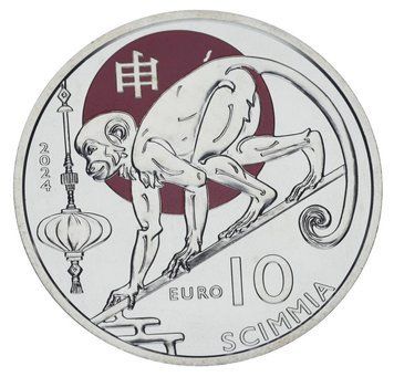 Монета Сан-Марино 10 євро 2024 UNC Східний календар - Рік мавпи М20768 фото