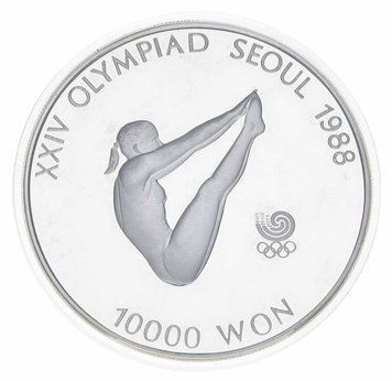 Coin South Korea 10000 won 1987 Silver Proof XXIV Summer Olympic Games in Seoul 1988 - Diving
