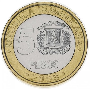 Dominican Republic 5 pesos 2008 Bimetal UNC