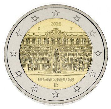Німеччина 2 євро 2020 Біметал UNC D Палац Сан-Сусі в Потсдамі М13008 фото
