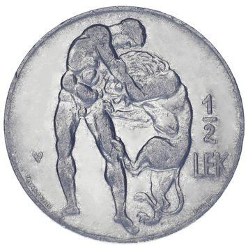 Монета Албанія 1/2 лек 1930 F-VF Геркулес М17776 фото
