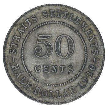 Монета Великобританія 50 центів 1920 Срібло F-VF Стрейтс-Сетлментс (Ag 500, 8,42 грама) М22664 фото