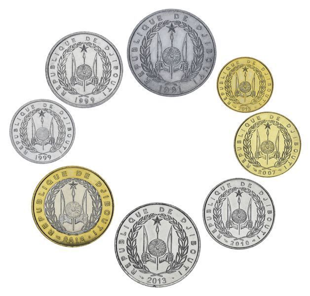 Набір монет Джибуті набір з 8 монет 1991-2013 UNC 1, 2, 5, 10, 20, 50, 100, 250 франків М21103 фото
