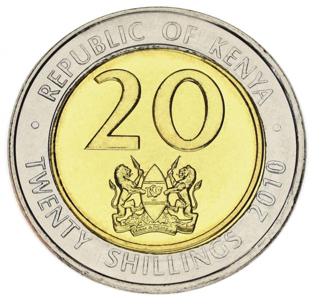 Kenya 20 shillings 2005-2010 Bimetal UNC