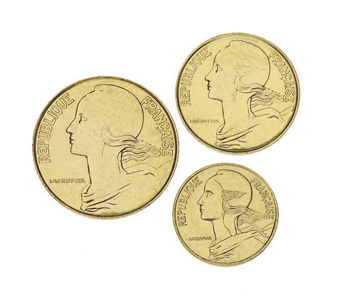 Coins set France set of 3 coins 1997-1998 UNC 5, 10, 20 centimes