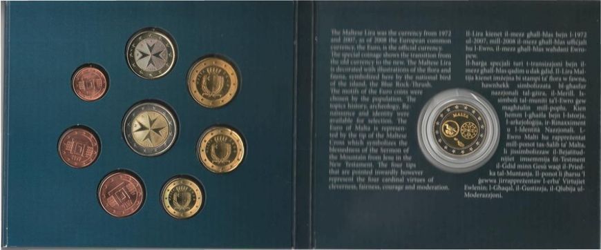 Мальта набор из 8 монет евро 2008 UNC в сувенирной упаковке М03110 фото
