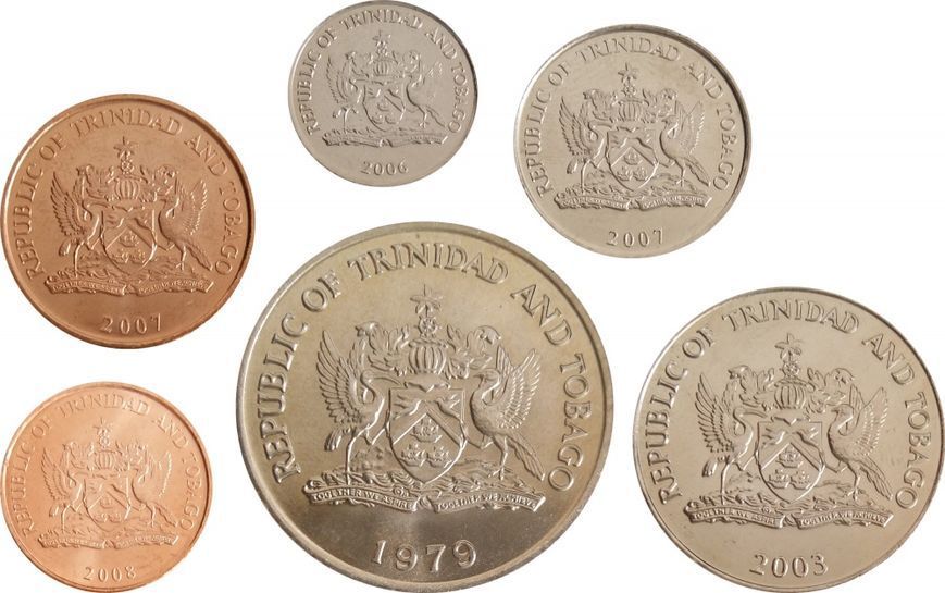 Набор монет Тринидад и Тобаго набор из 6 монет 1979-2007 UNC 1, 5, 10, 25, 50 центов, 1 доллар М00117 фото