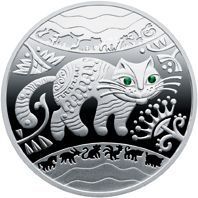 Coin Ukraine 5 hryvnia 2011 "Year of the cat, rabbit, hare" Silver Proof (KM # 610)
