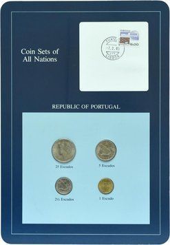 Набір монет Португалія Набір монет 1981-1984 UNC 1, 2,5, 5, 25 ескудо і 1 марка Буклет М10716 фото