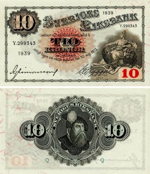 Швеція 10 крон 1939 UNC (P34v) Б18061 фото