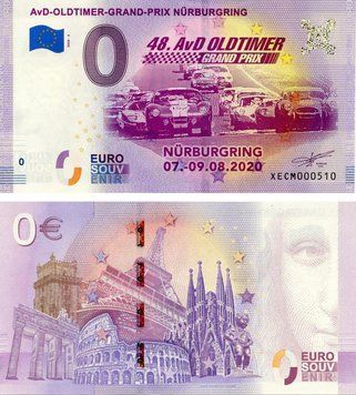 Банкнота Німеччина 0 ЄВРО 2020 UNC Гонки.&nbsp;Формула 1. Гран-прі в Нюрбургринзі в 2020 році Б15546 фото