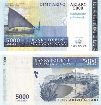 Madagascar 5000 Ariari 2007-2012 UNC Commemorative (P94)