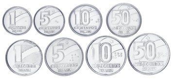 Набір монет Бразилія набір з 8 монет 1989-1992 UNC 1, 5, 10, 50 сентаво, 1, 5, 10, 50 крузейро М17682 фото