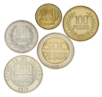 Colombia set of 5 coins 2012-2015 UNC