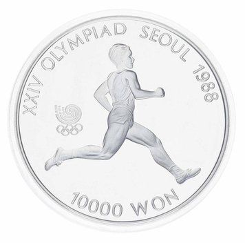 Coin South Korea 10000 won 1988 Silver Proof XXIV Summer Olympic Games in Seoul 1988 - Running