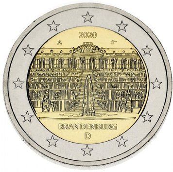 Німеччина 2 євро 2020 Біметал UNC A Палац Сан-Сусі в Потсдамі М13009 фото