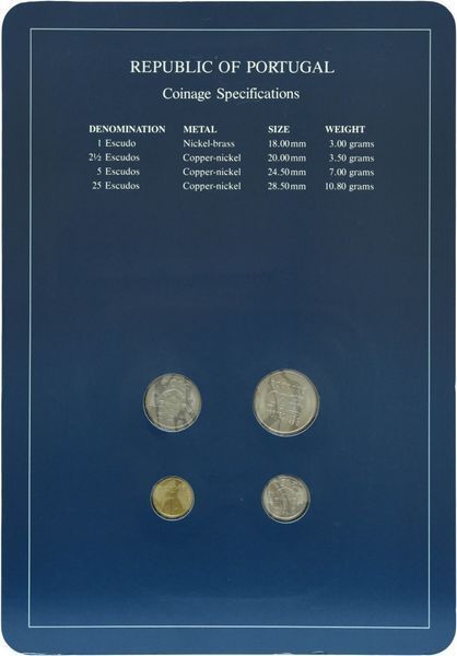 Coins set Portugal Set of coins 1981-1984 UNC 1, 2.5, 5, 25 escudos and 1 mark Booklet