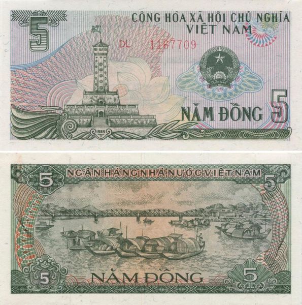 Vietnam 5 dong 1985 AU-UNC (P92)