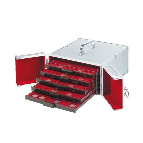 Case for coins (in boxes), plastic, aluminum.&nbsp;frame, 10 boxes Leuchtturm