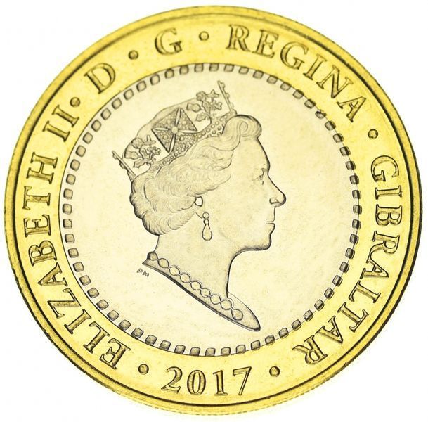 Coin Gibraltar 2 pounds 2017 Bimetal UNC 15 years of Independence Referendum