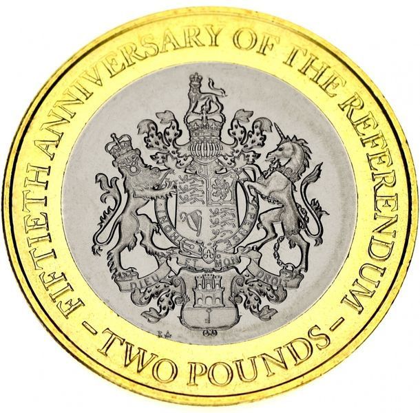 Coin Gibraltar 2 pounds 2017 Bimetal UNC 15 years of Independence Referendum