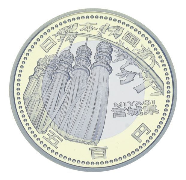 Монета Япония 500 йен 2013 Биметалл Proof Префектуры - Мияги в сувенирной упаковке М21353 фото