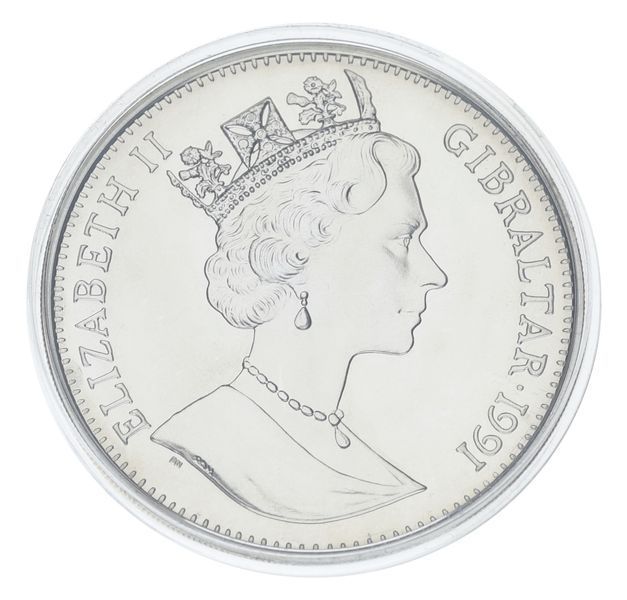 Монета Гібралтар 1 крона 1991 Срібло Proof XXV Літні Олімпійські ігри в Барселоні 1992 - Переможець Олімпіади М23290 фото