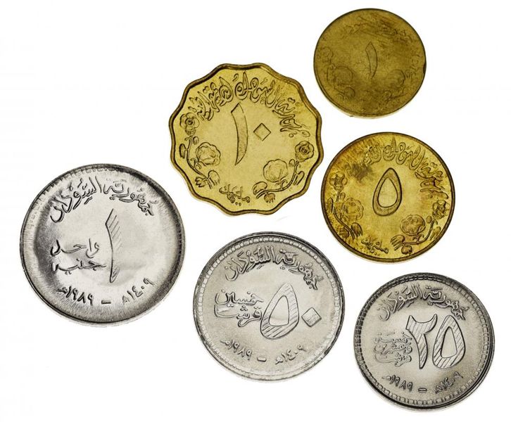 Sudan set of 6 coins 1976-1989 AU-UNC 5, 10 mils, 1, 25, 50 guirches, 1 pound