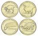 Australia set of 4 coins for 1 dollar 2022 UNC Dinosaurs