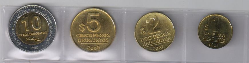 Уругвай набор из 4 монет 2000-2008 UNC М00118 фото
